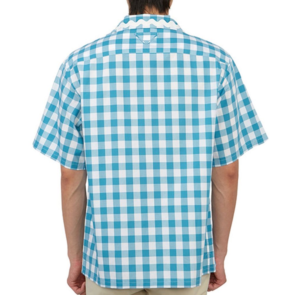 Prada Blue Cotton Pattern Men's Shirt