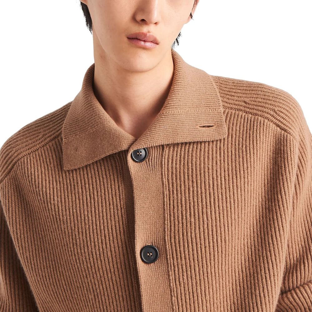Prada Brown Cashmere Men's Cardigan