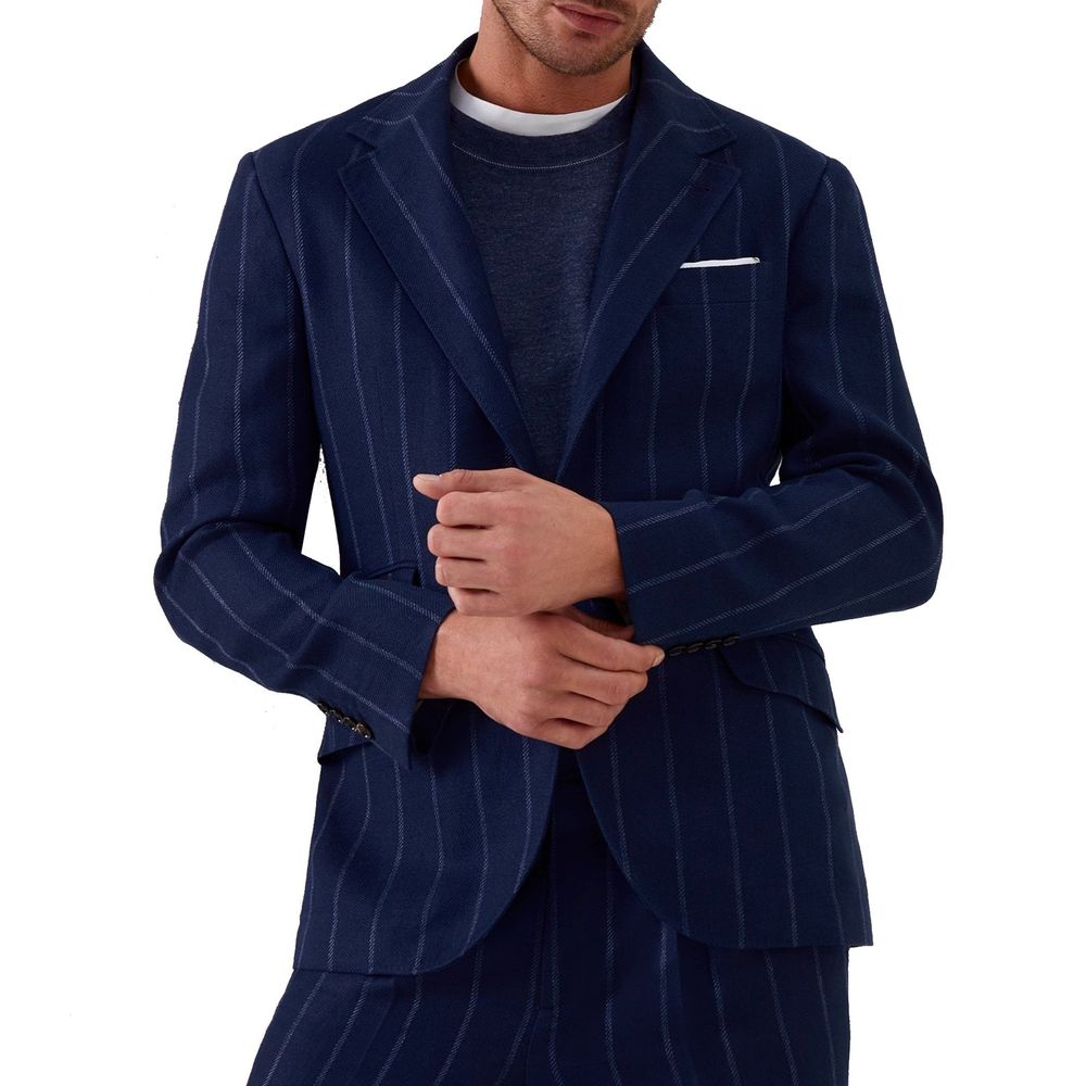 Brunello Cucinelli Blue Virgin Wool Men's Blazer