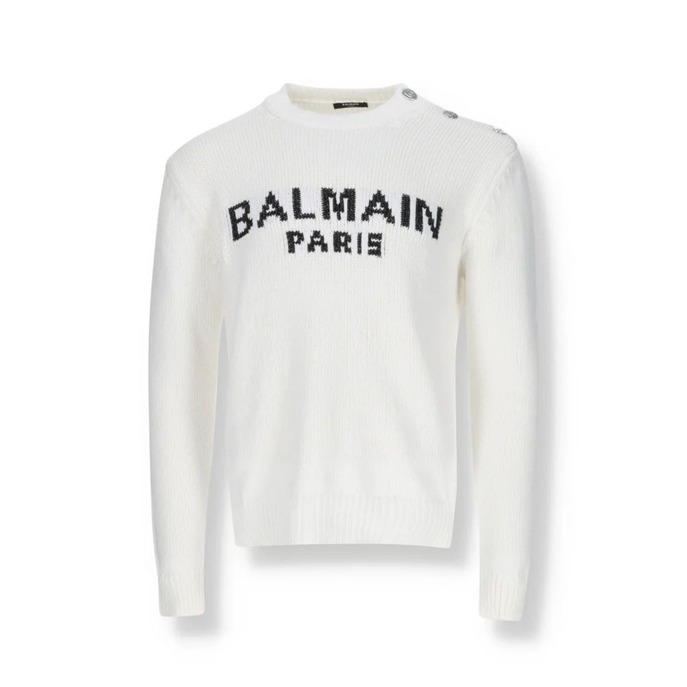 Balmain White Cotton Men's Sweatshirt