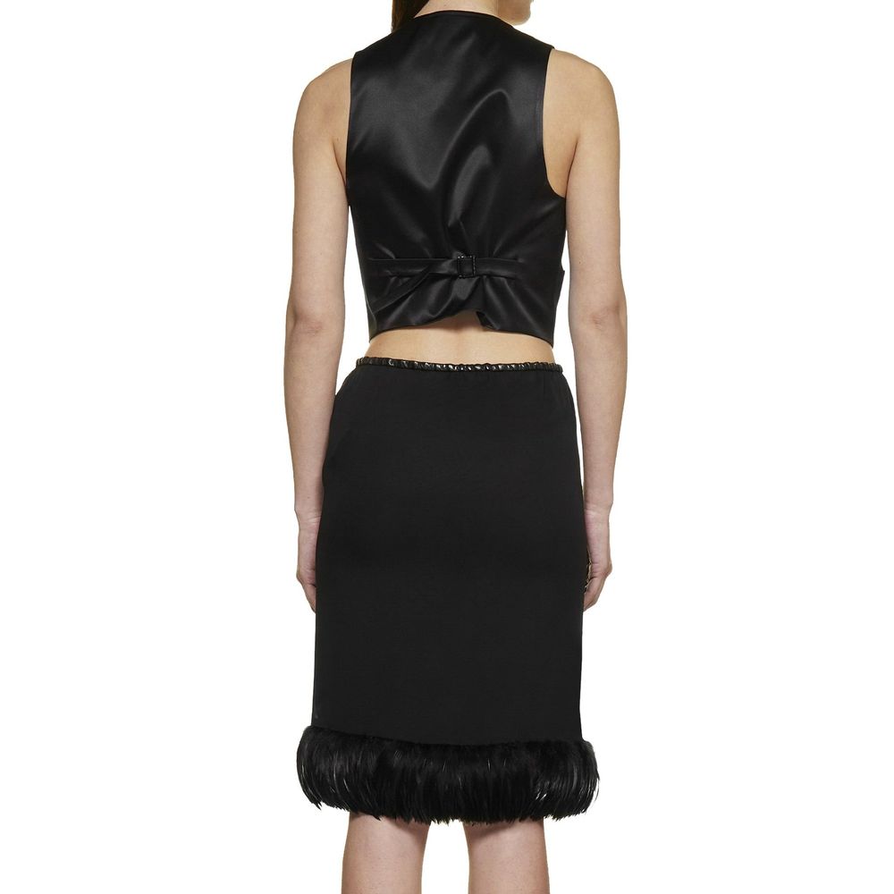 Saint Laurent Black Silk Midi Women's Skirt
