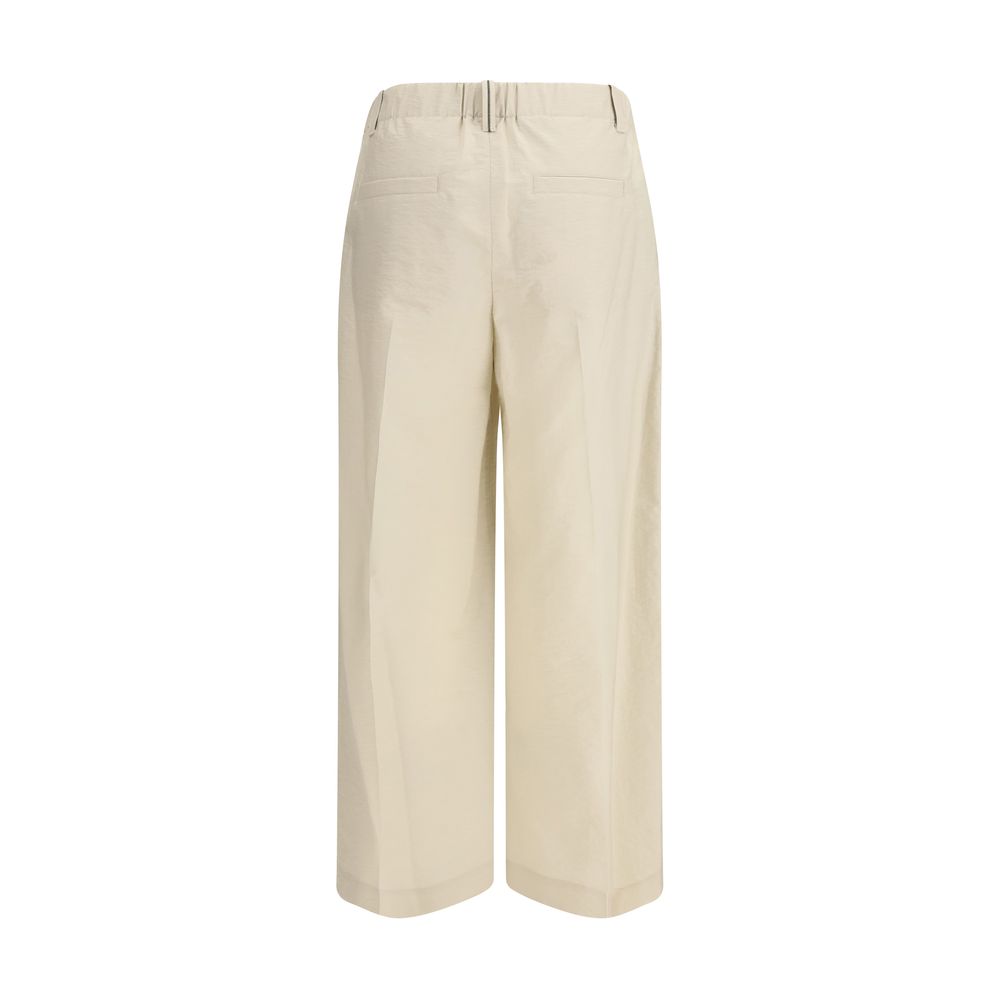 Brunello Cucinelli Beige Cotton Casual Women's Pants
