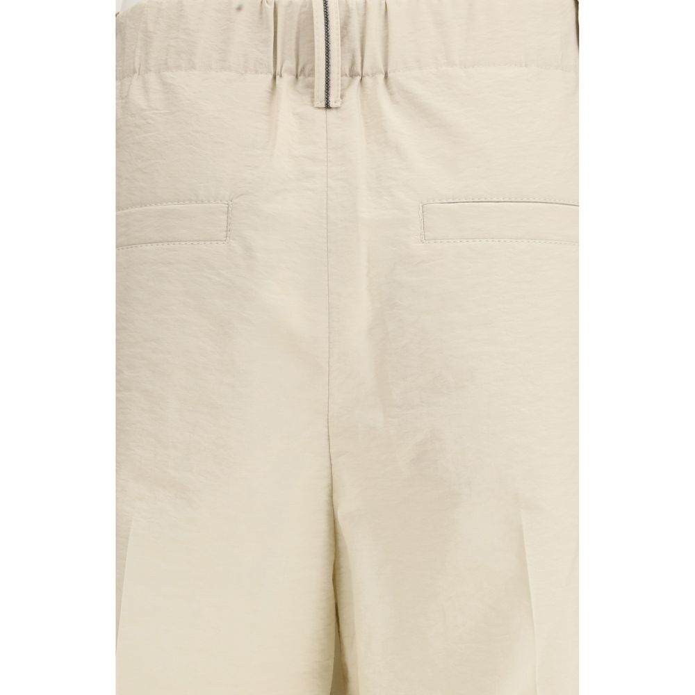 Brunello Cucinelli Beige Cotton Casual Women's Pants