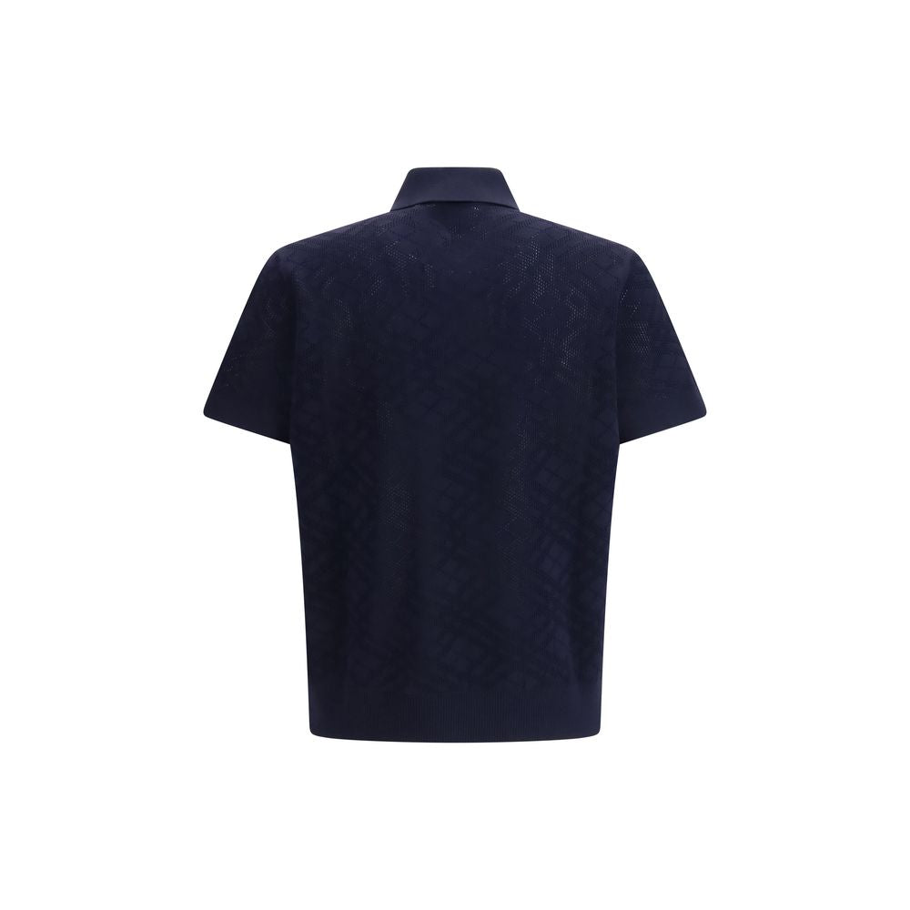 Burberry Blue Wool Polo Men's Shirt