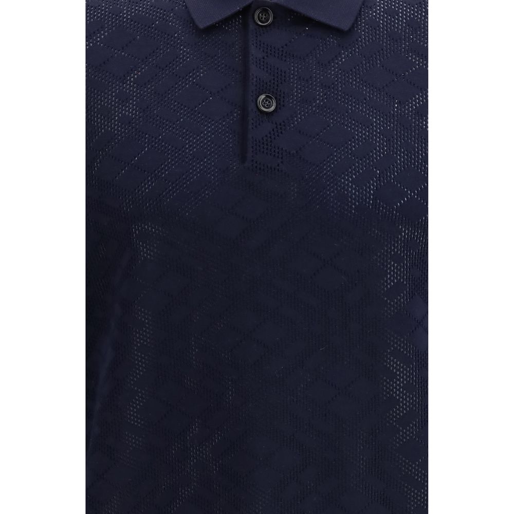 Burberry Blue Wool Polo Men's Shirt
