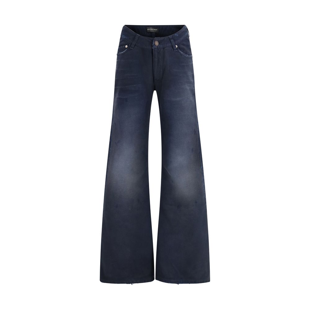 Balenciaga Blue Cotton Flared Women's Jeans