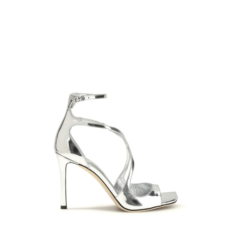 Jimmy Choo Silver Calf Leather Bos Taurus Stiletto Heel Women's Sandals