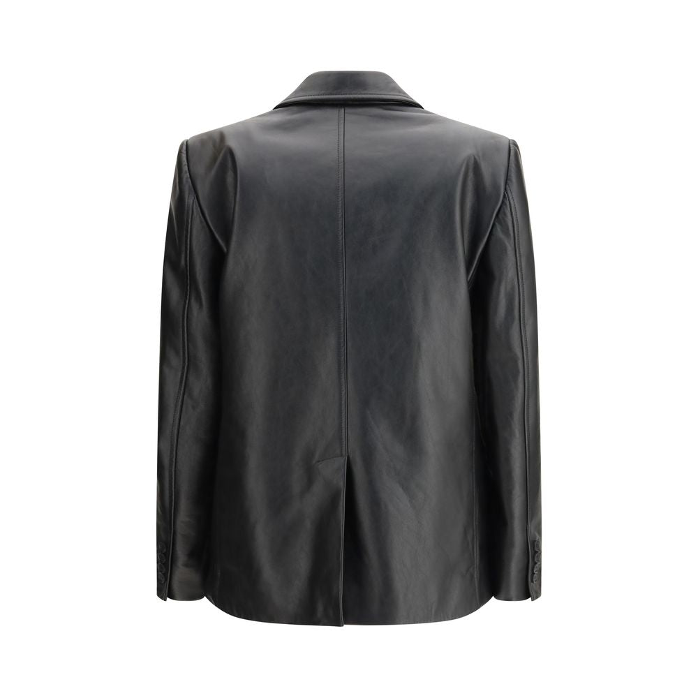 Balenciaga Black Calf Leather Bos Taurus Leather Women's Jacket