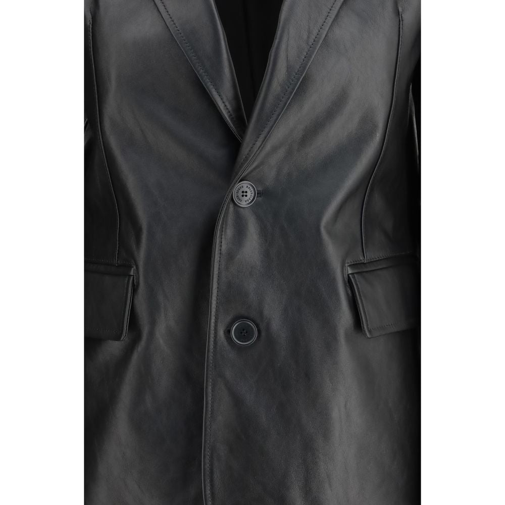 Balenciaga Black Calf Leather Bos Taurus Leather Women's Jacket