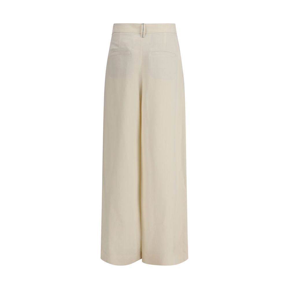 Brunello Cucinelli Beige Viscose Casual Women's Pants