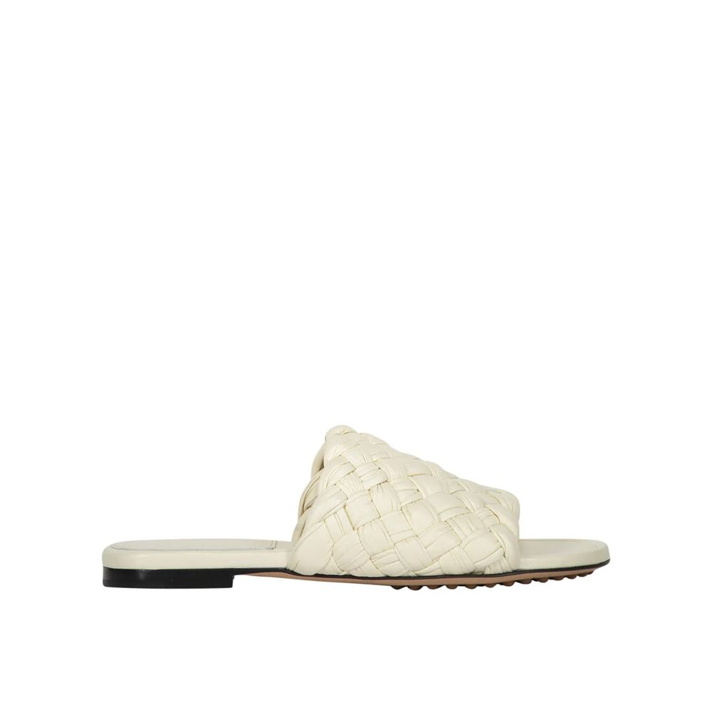 Bottega Veneta White Lamb Leather Women's Mules