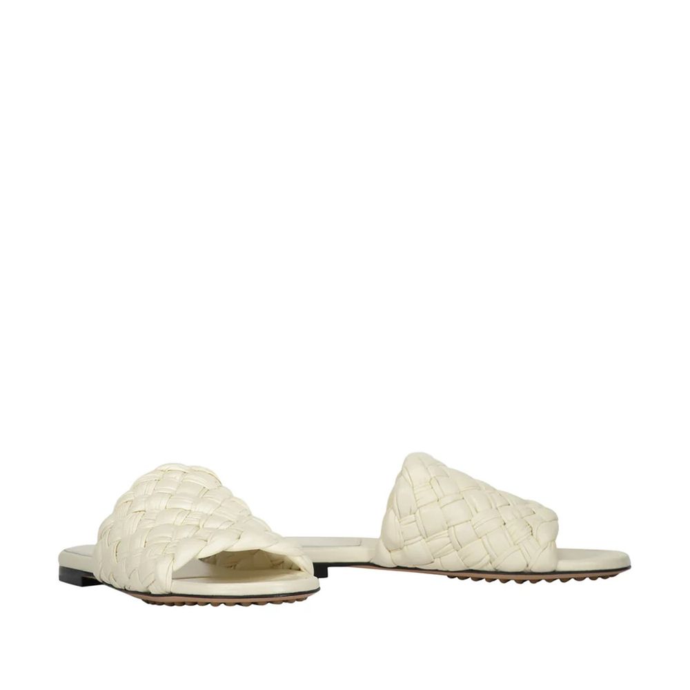 Bottega Veneta White Lamb Leather Women's Mules