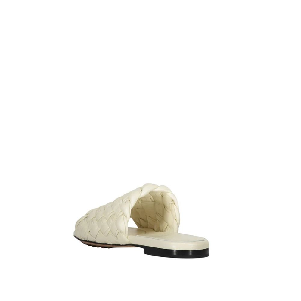 Bottega Veneta White Lamb Leather Women's Mules