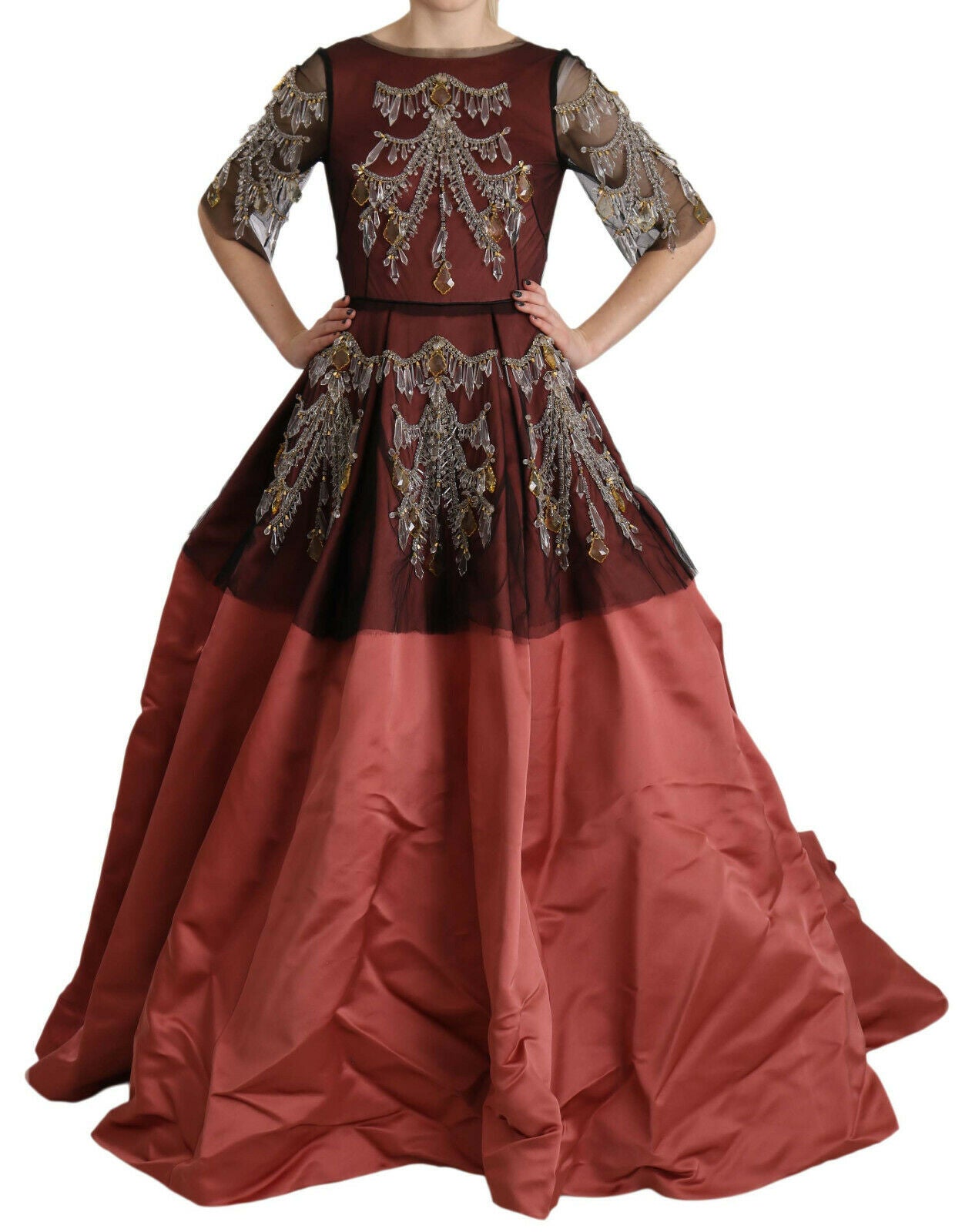 Dolce & Gabbana Crystal Chandelier Silk Princess Gown Women's Dress