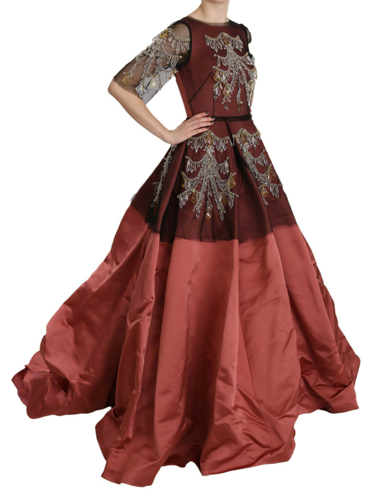 Dolce & Gabbana Crystal Chandelier Silk Princess Gown Women's Dress