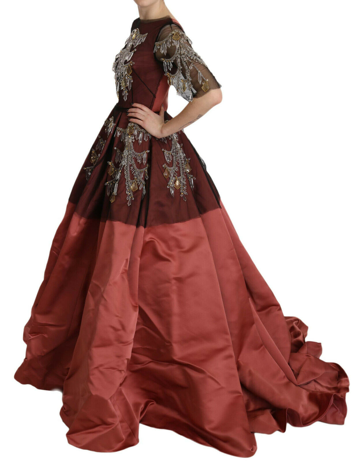 Dolce & Gabbana Crystal Chandelier Silk Princess Gown Women's Dress