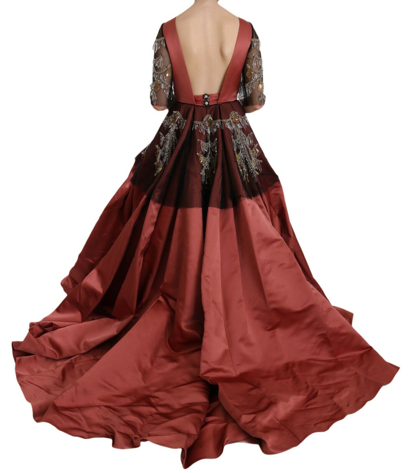 Dolce & Gabbana Crystal Chandelier Silk Princess Gown Women's Dress
