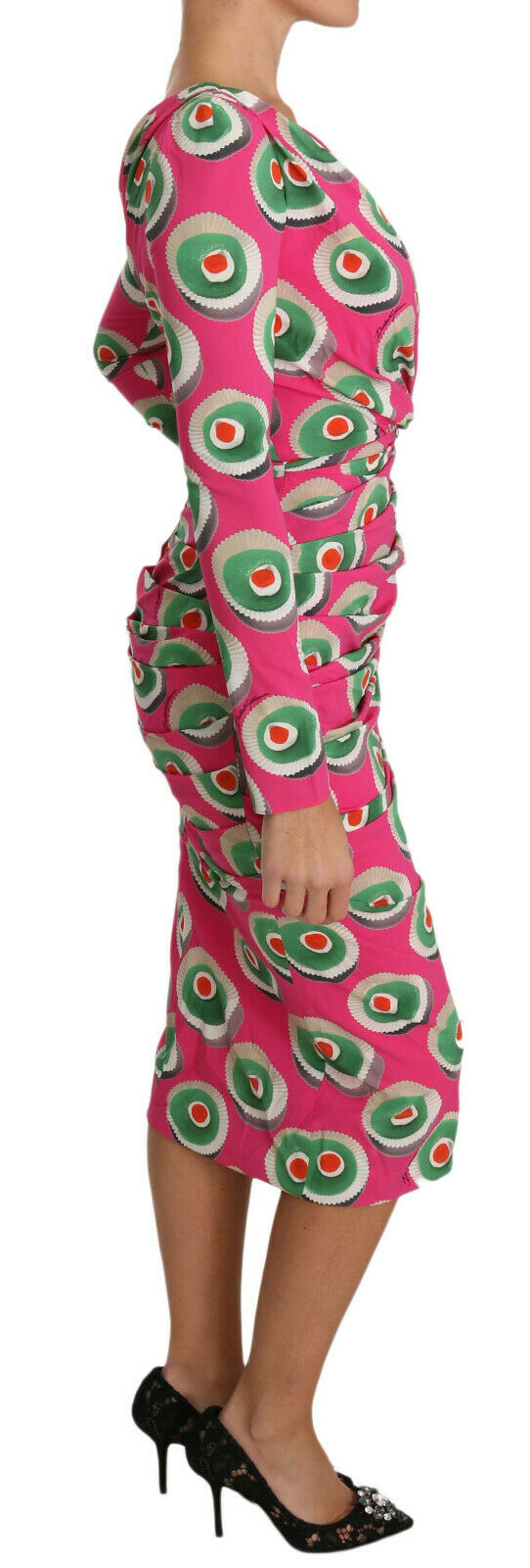 Dolce & Gabbana Pink Silk Cup Cake Sheath Stretch Women's Dress