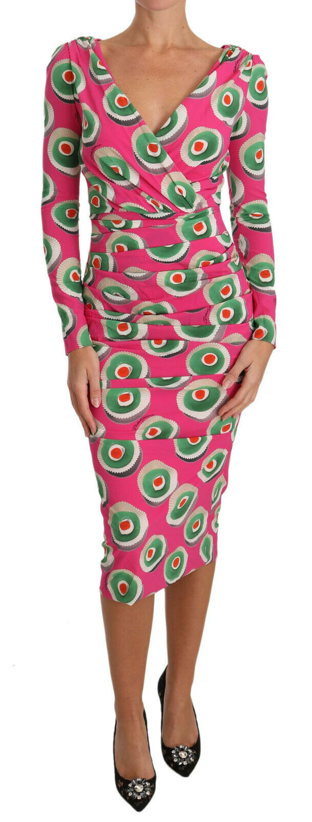 Dolce & Gabbana Pink Silk Cup Cake Sheath Stretch Women's Dress