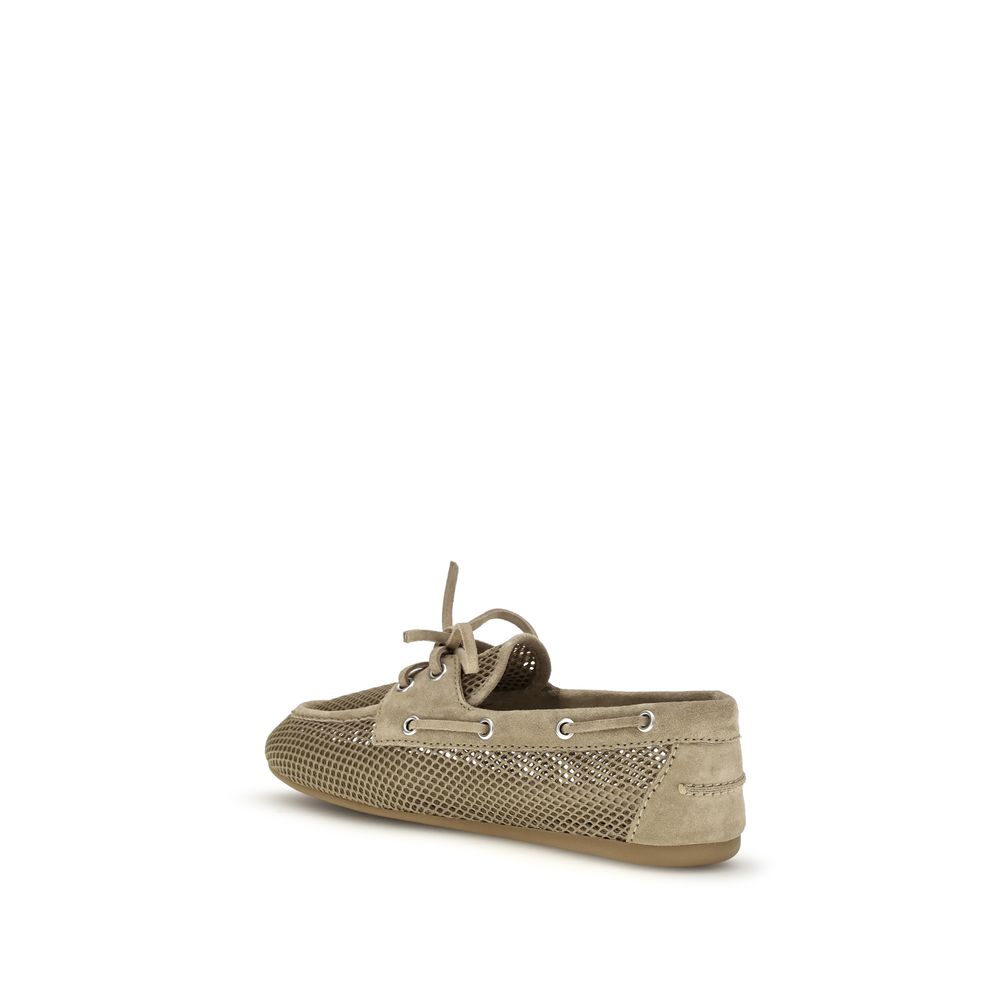 Miu Miu Beige Recycled Polyester Slip-On Women's Loafers