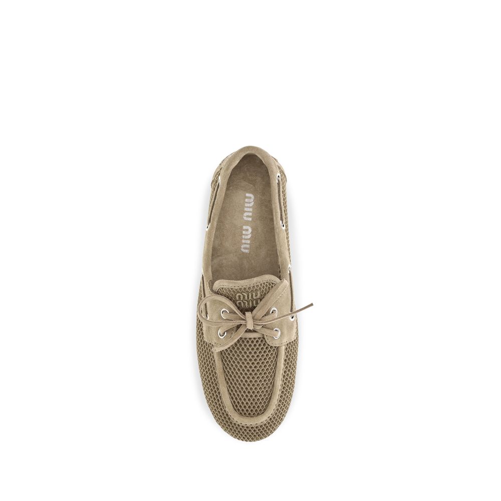 Miu Miu Beige Recycled Polyester Slip-On Women's Loafers