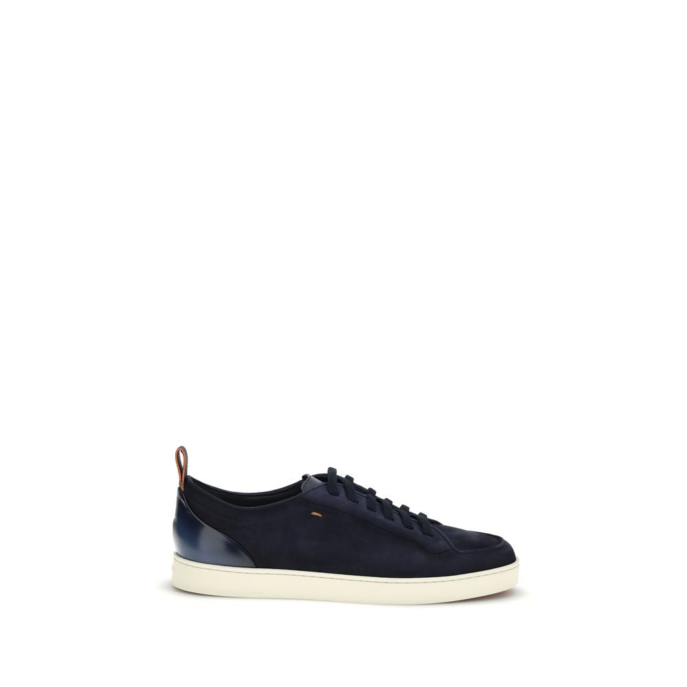 Santoni Blue Calf Leather Bos Taurus Low Top Men's Sneakers