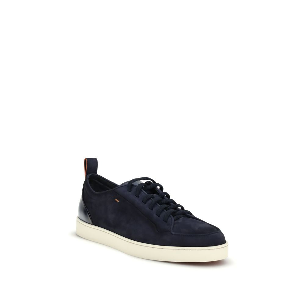 Santoni Blue Calf Leather Bos Taurus Low Top Men's Sneakers