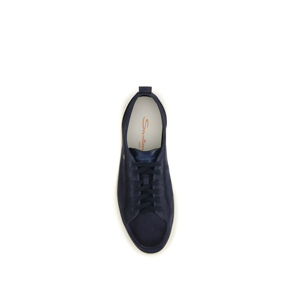 Santoni Blue Calf Leather Bos Taurus Low Top Men's Sneakers