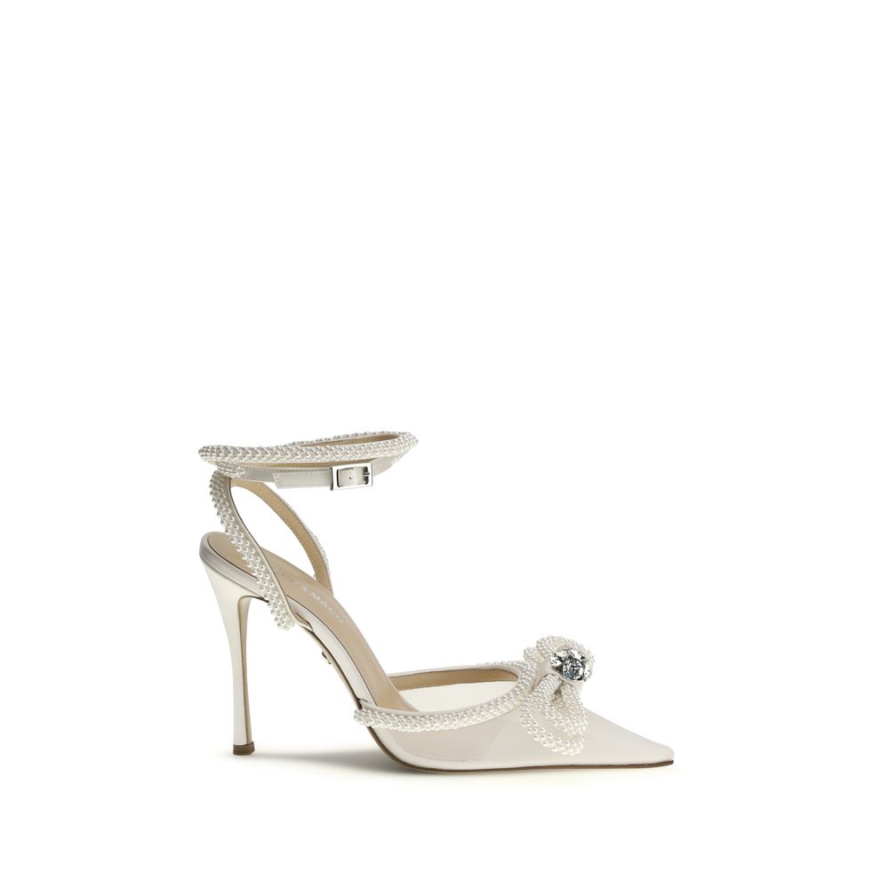 MACH & MACH White Silk High Heel Women's Pumps