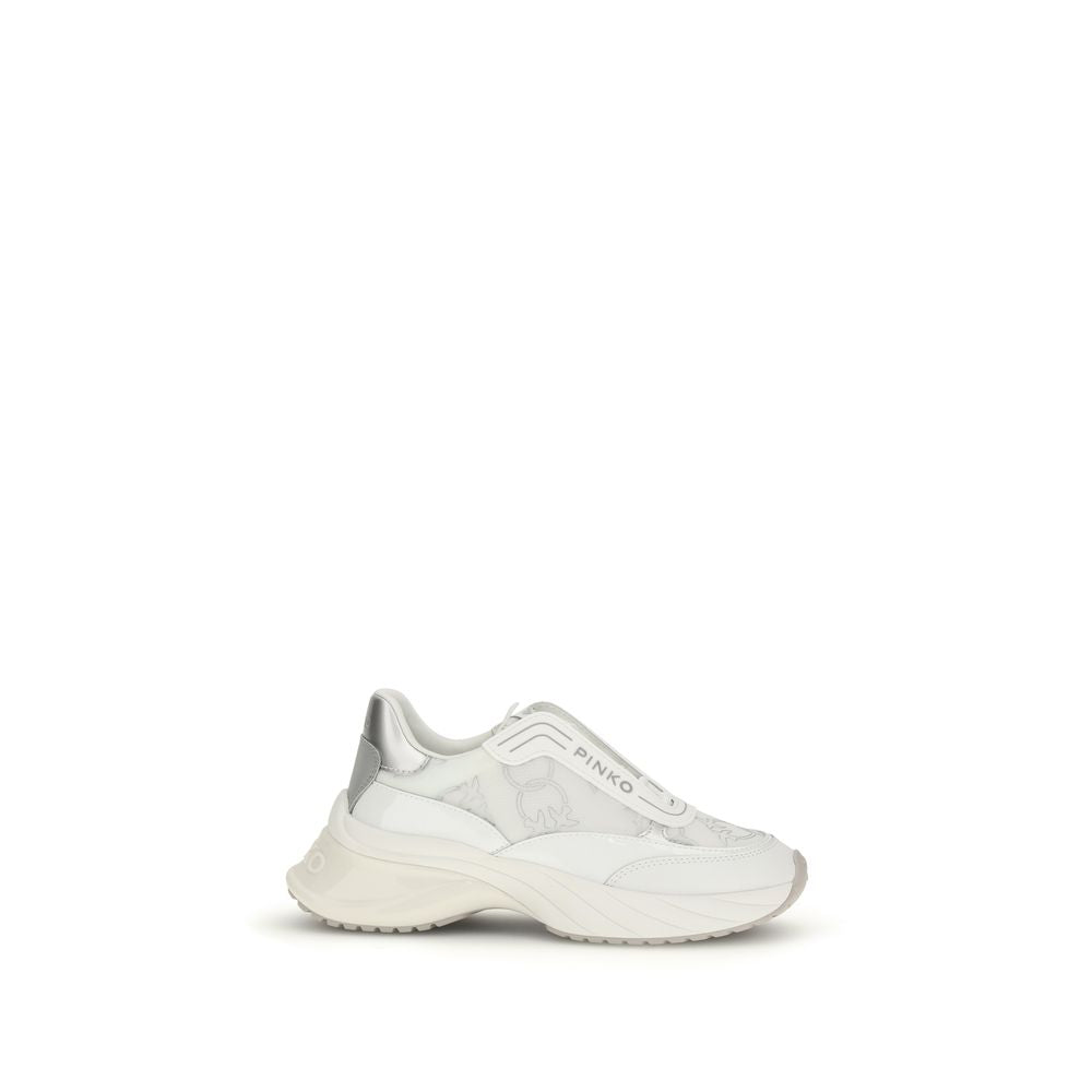 PINKO White Calf Leather Bos Taurus Chunky Women's Sneakers