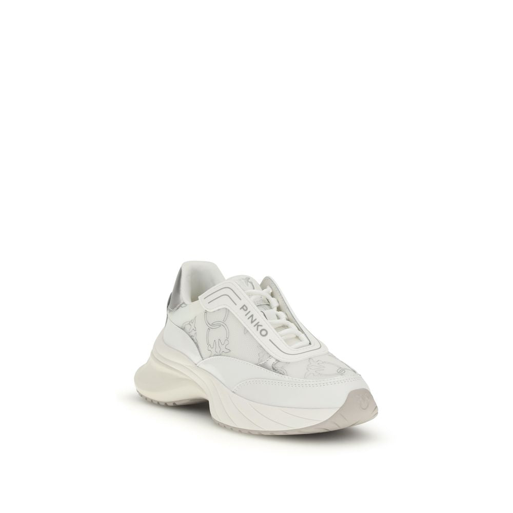 PINKO White Calf Leather Bos Taurus Chunky Women's Sneakers