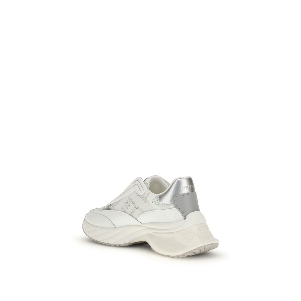 PINKO White Calf Leather Bos Taurus Chunky Women's Sneakers