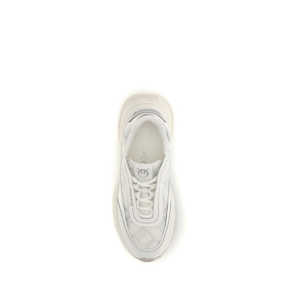 PINKO White Calf Leather Bos Taurus Chunky Women's Sneakers