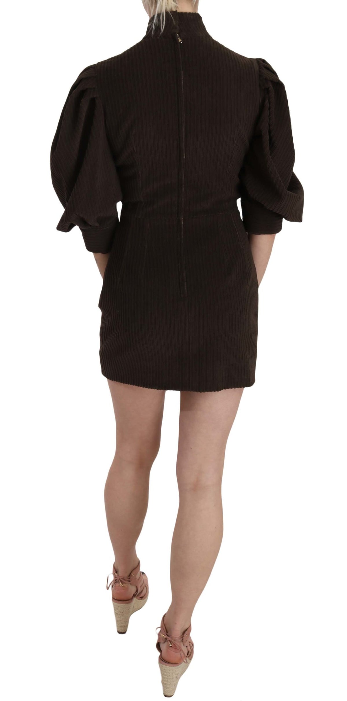 Dolce & Gabbana Brown Corduroy Bodycon Cotton Mini Women's Dress