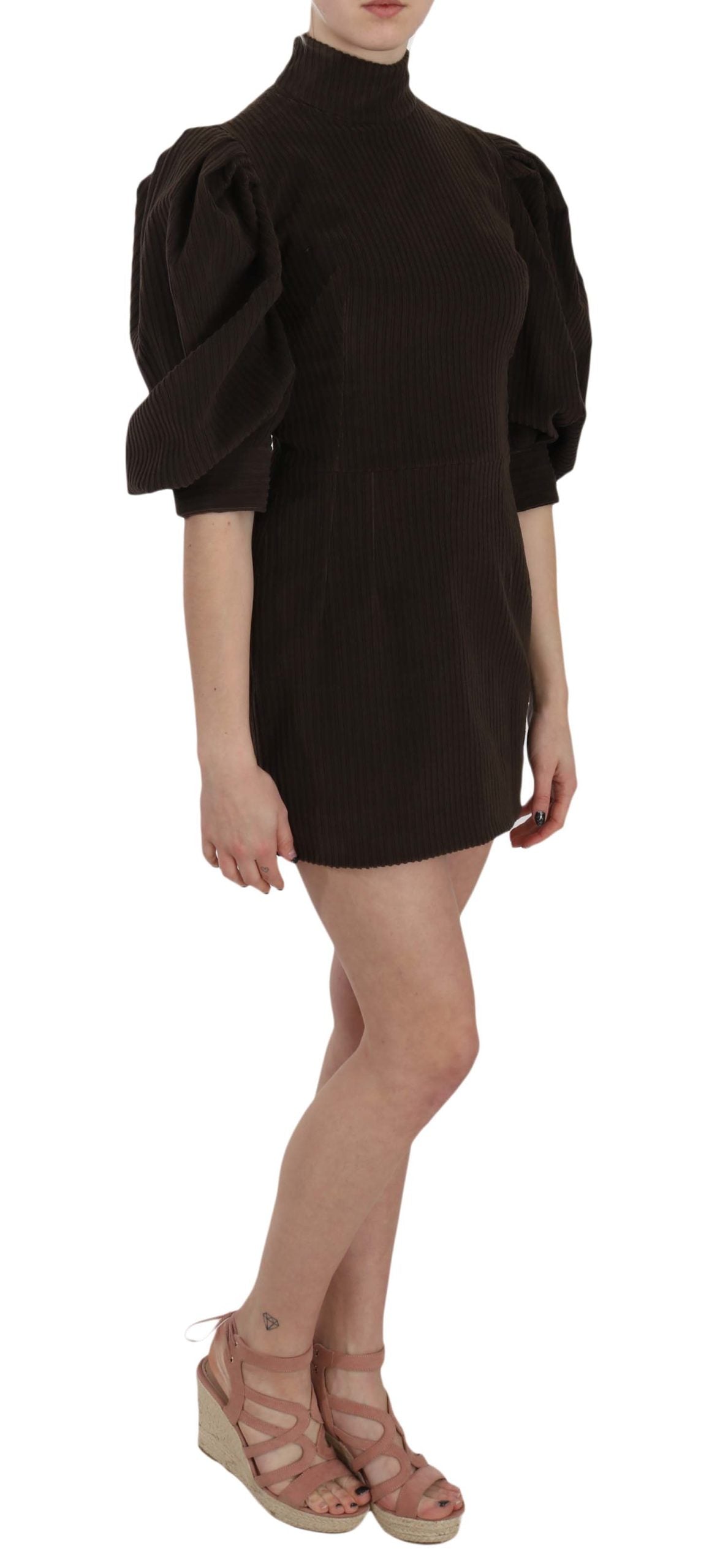 Dolce & Gabbana Brown Corduroy Bodycon Cotton Mini Women's Dress