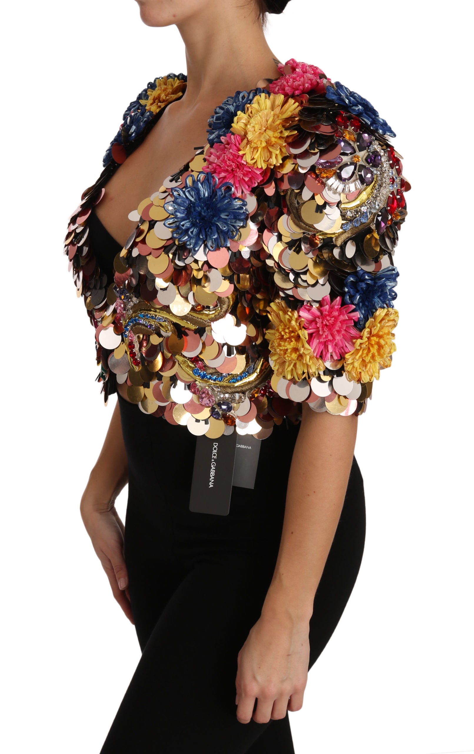 Dolce & Gabbana Crystal Sequined Floral Jacket Women's Coat
