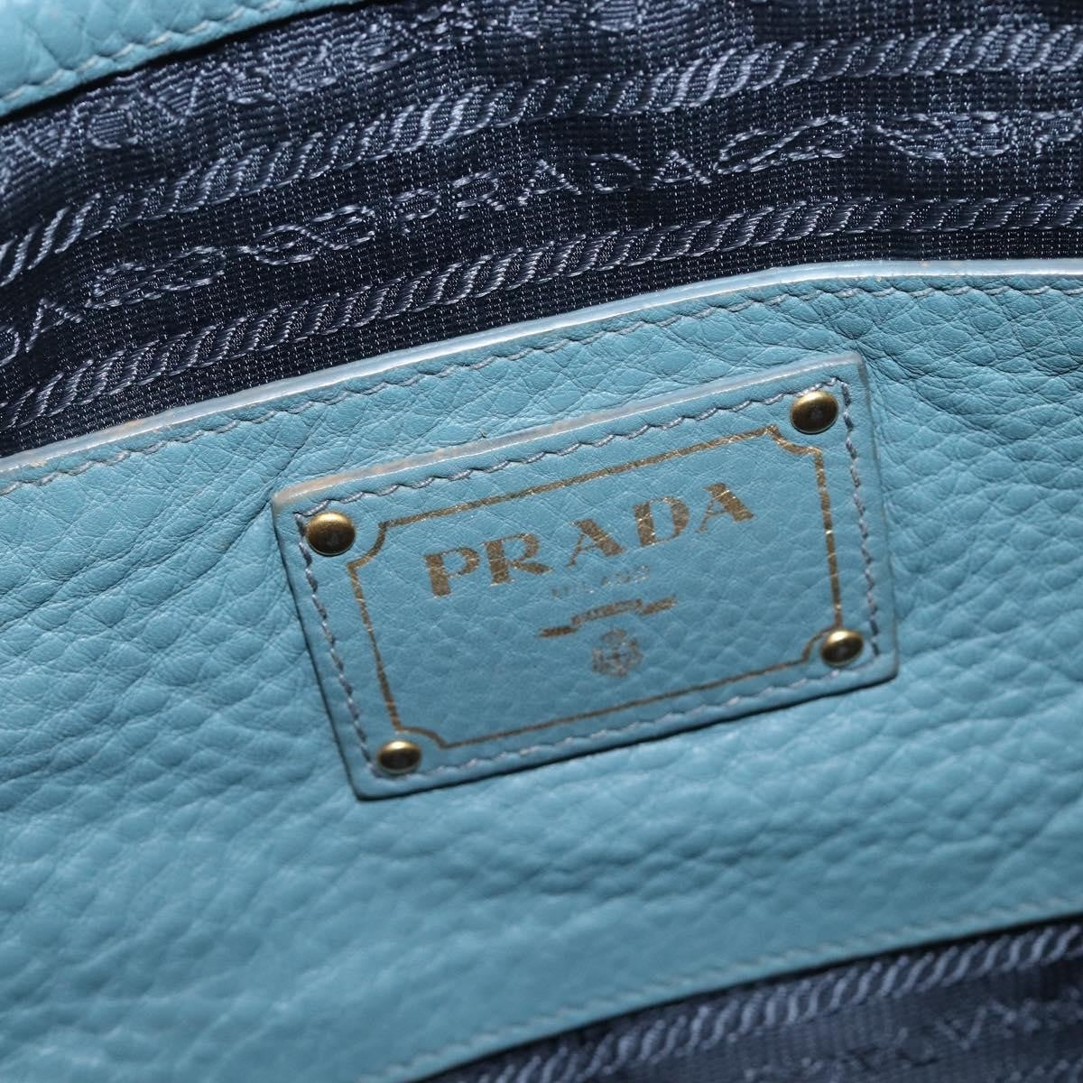 Prada Rolled Hobo Vitello Daino Blue Leather Shoulder Bag Bag (Pre-Owned)