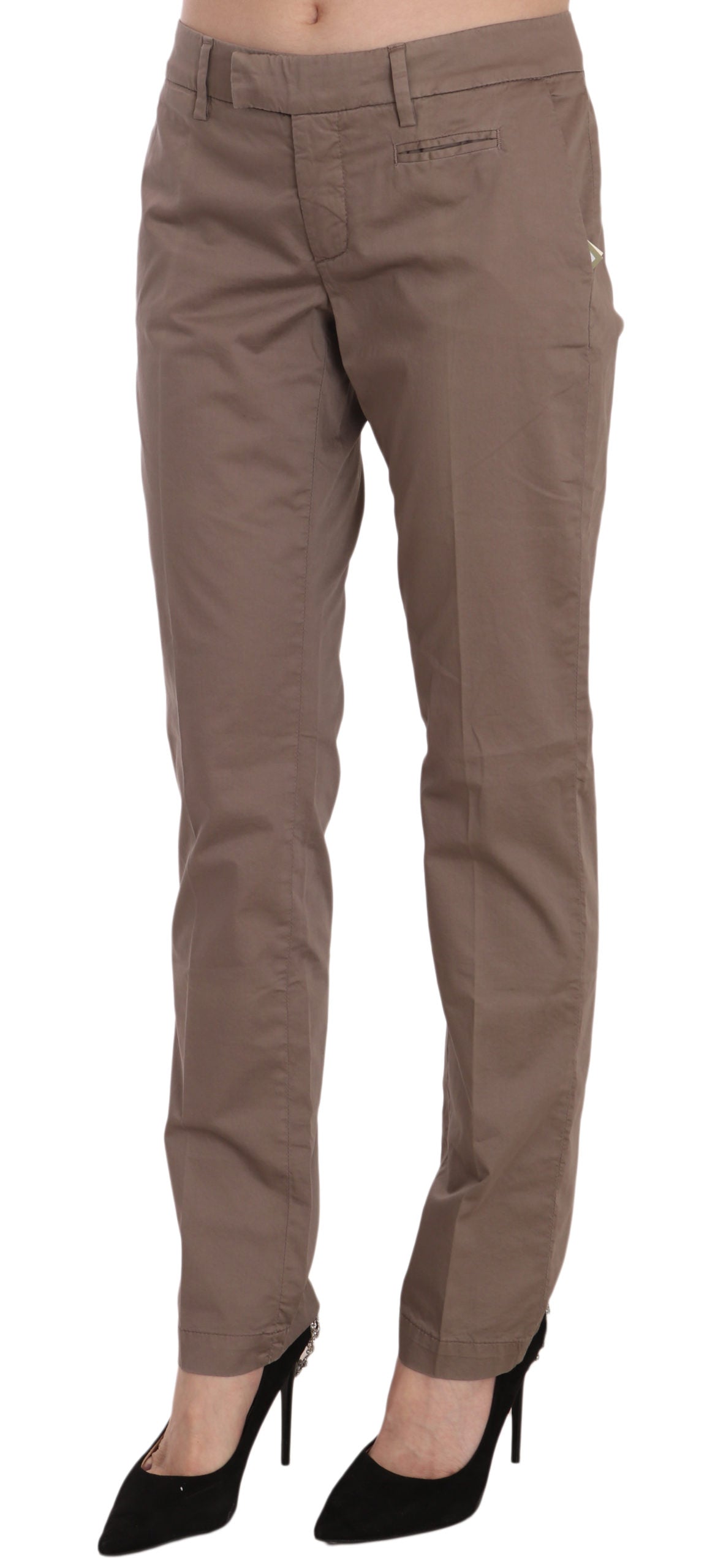 Dondup Chic Brown Straight Cut Women's Trousers