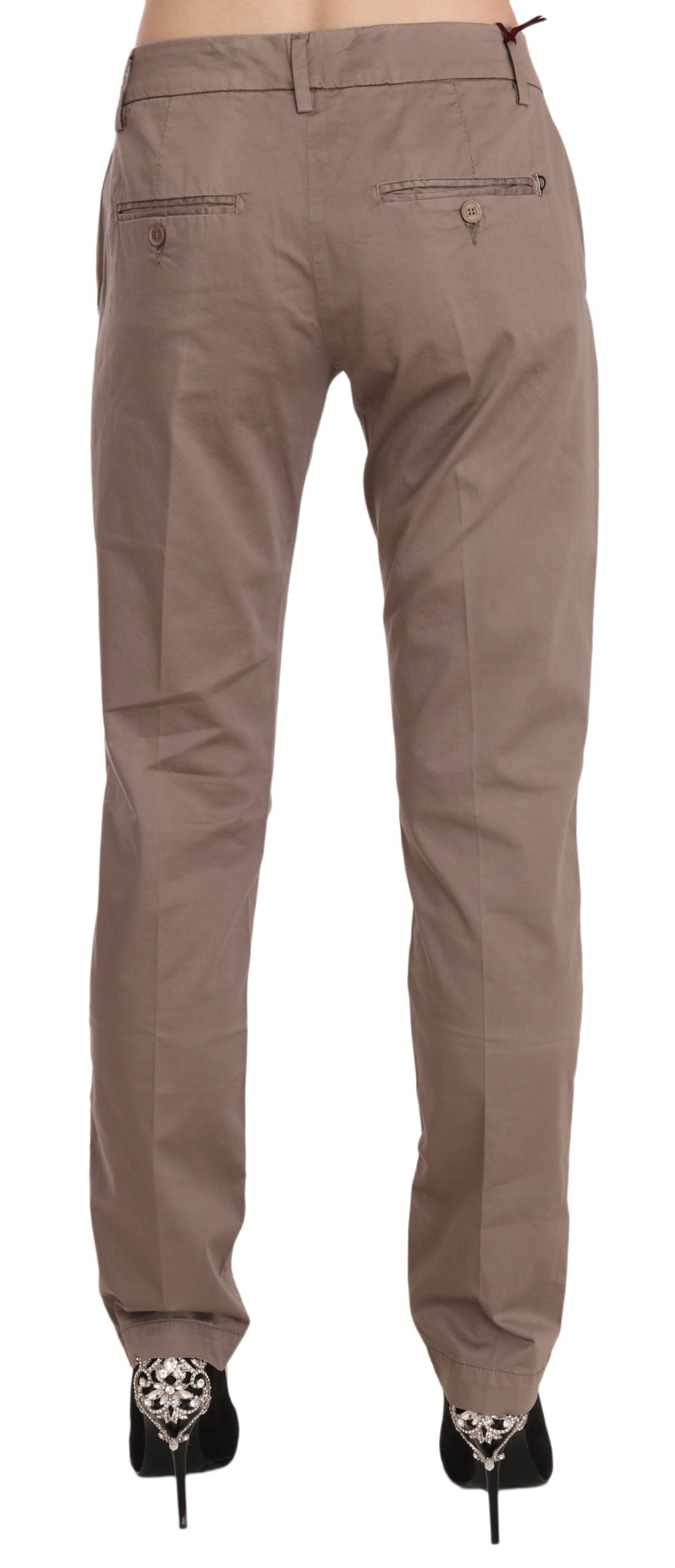 Dondup Chic Brown Straight Cut Women's Trousers