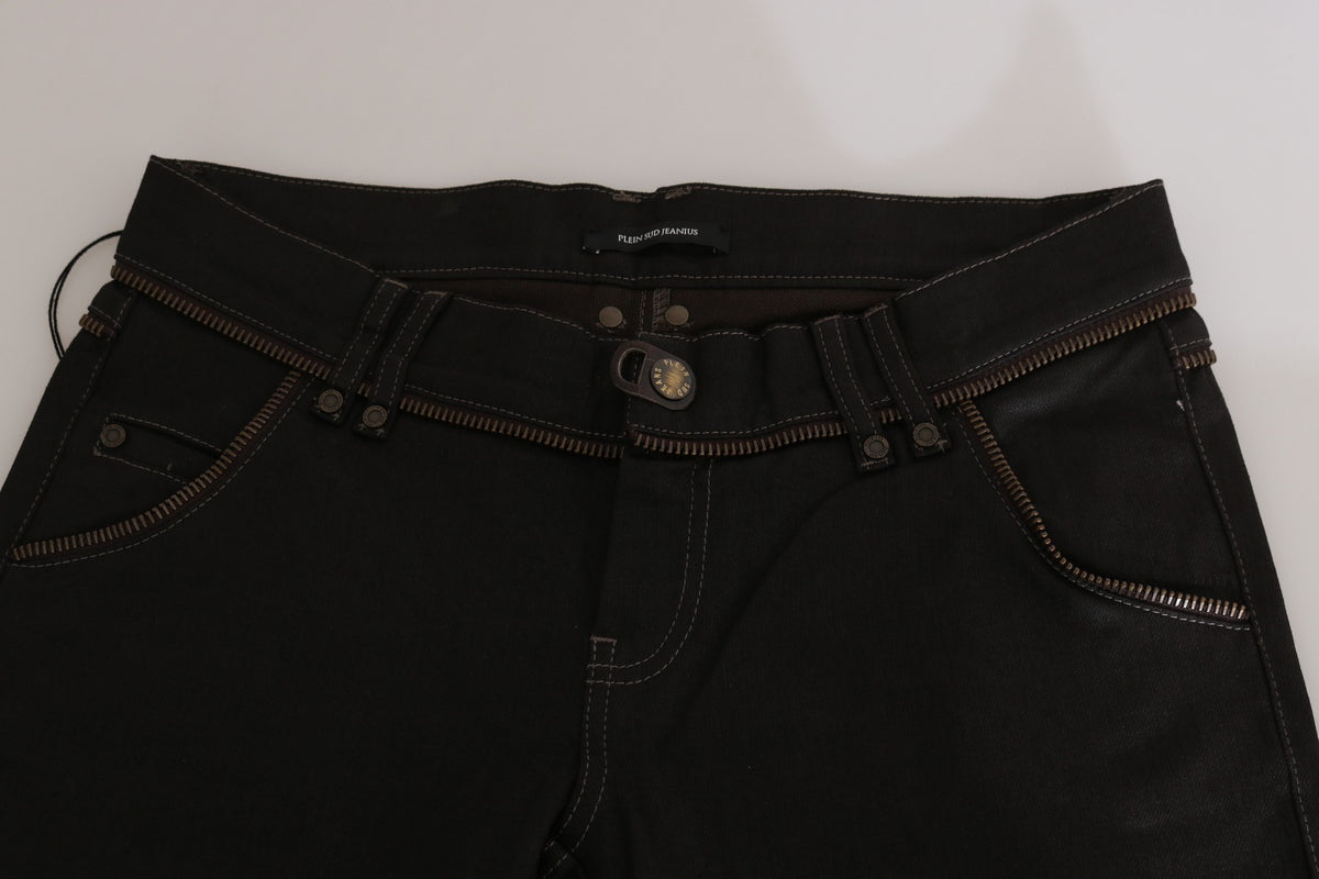 John Galliano Cotton Black Mid Waist Skinny Denim Women's Jeans