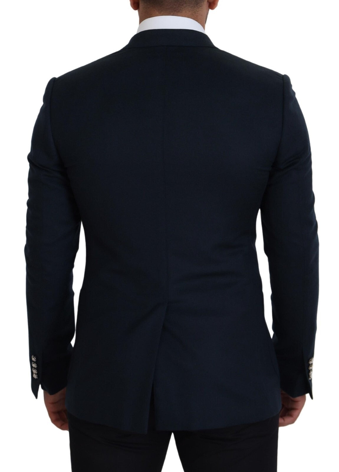 Dolce & Gabbana Blue Double Breasted Formal Coat Men's Blazer