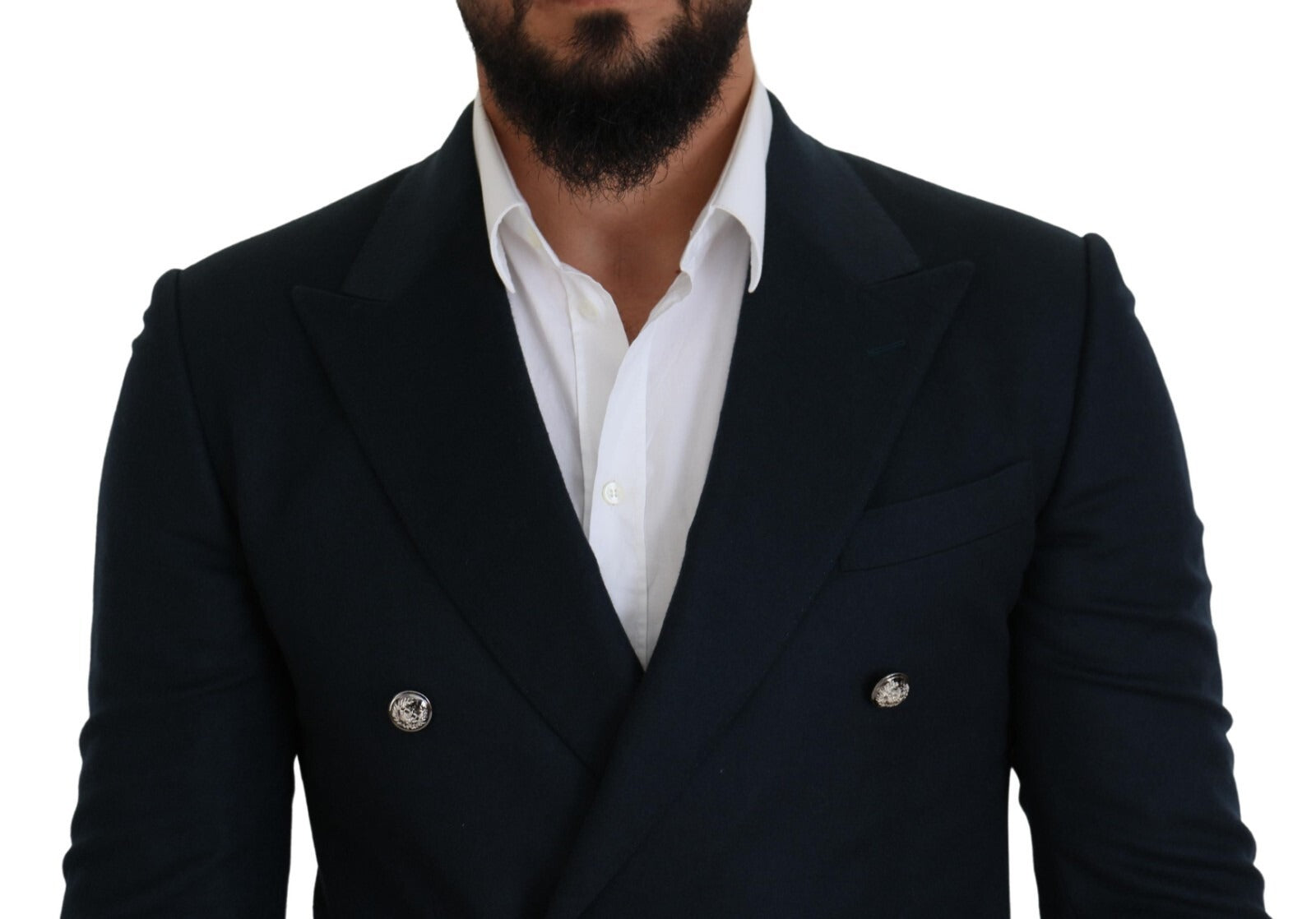 Dolce & Gabbana Blue Double Breasted Formal Coat Men's Blazer
