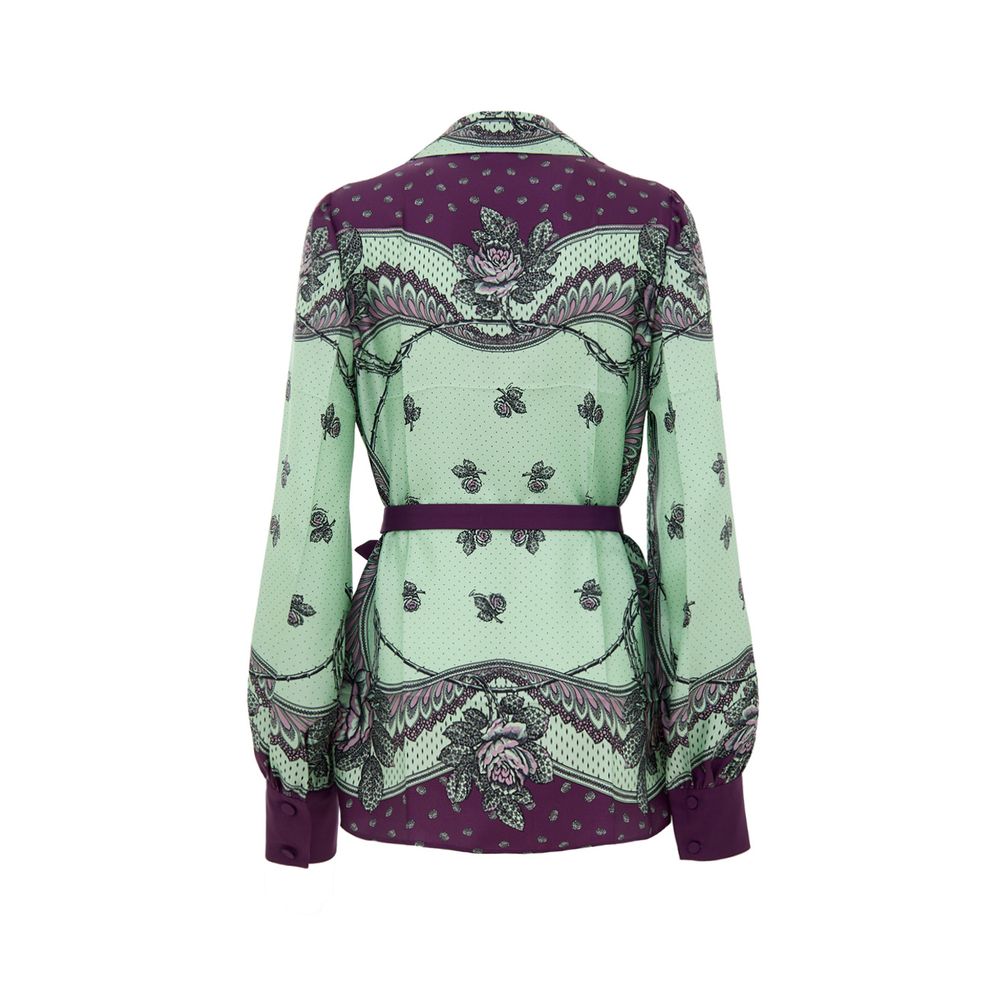Gucci Green Silk Pattern Women's Shirt