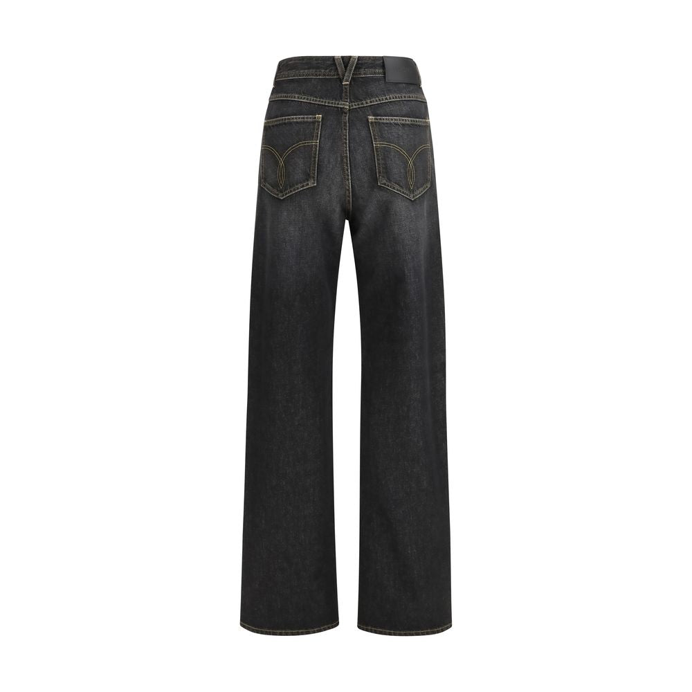 Versace Black Cotton Straight-Leg Women's Jeans