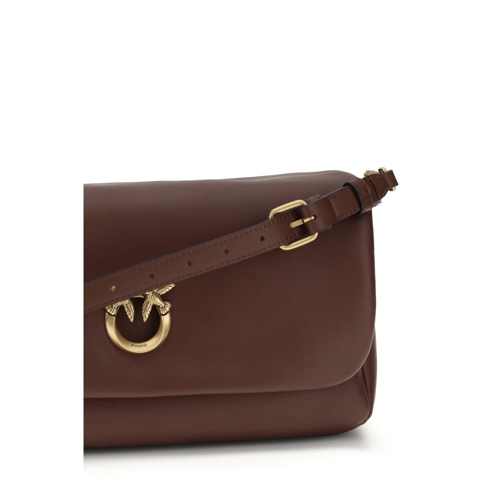 PINKO Brown Calf Leather Bos Taurus Shoulder Women's Bag