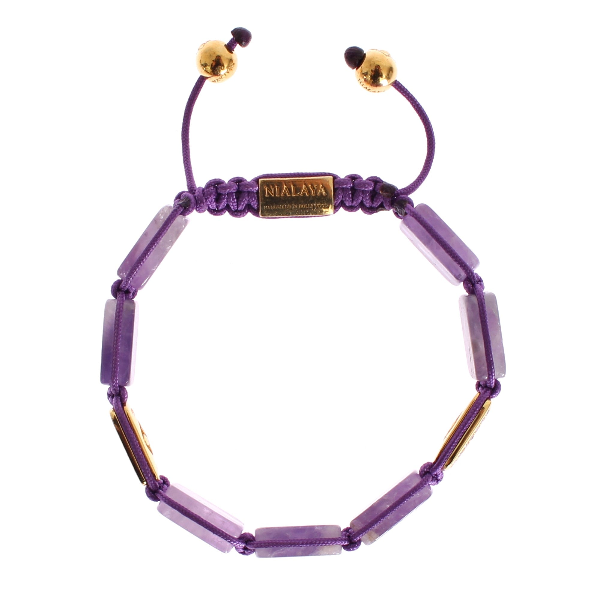Nialaya CZ Amethyst 18K Gold 925 Women's Bracelet