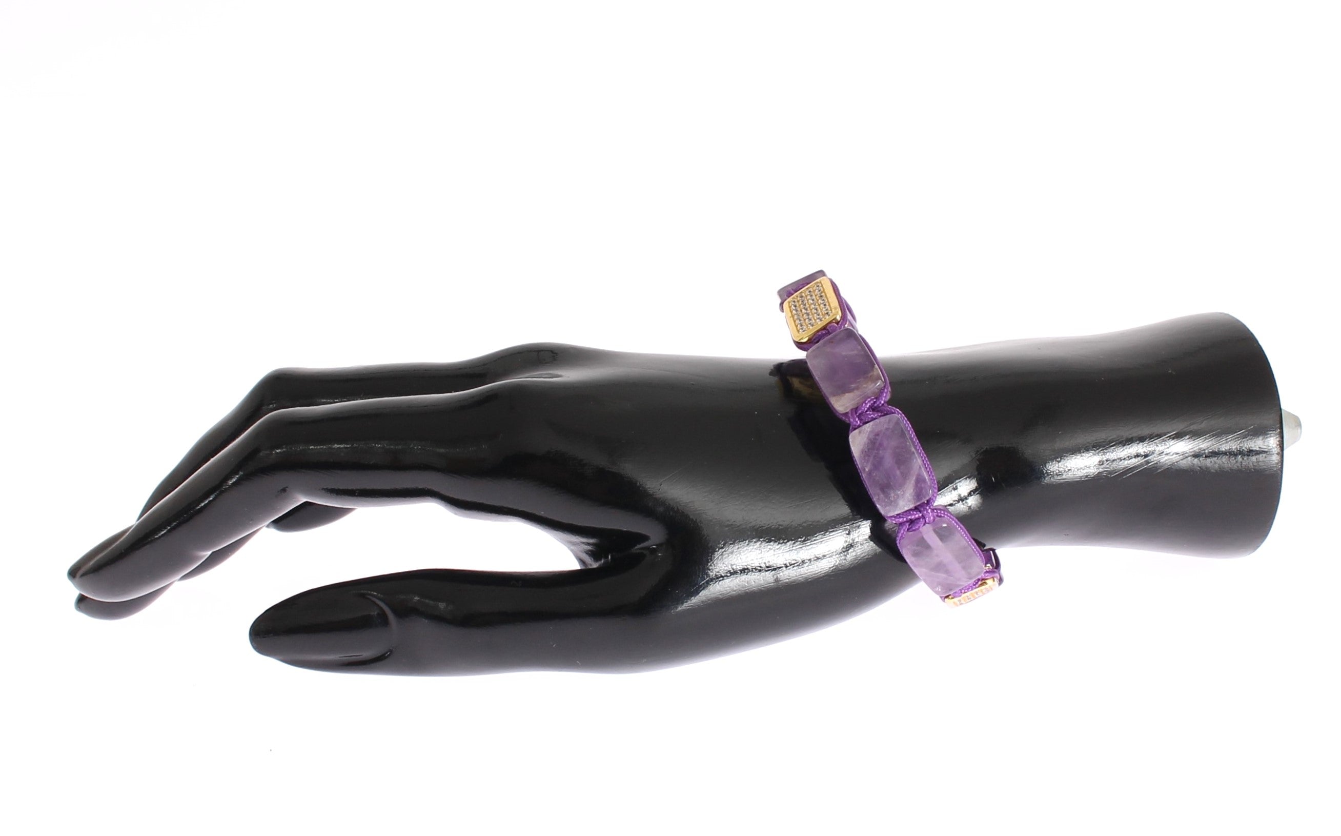Nialaya CZ Amethyst 18K Gold 925 Women's Bracelet
