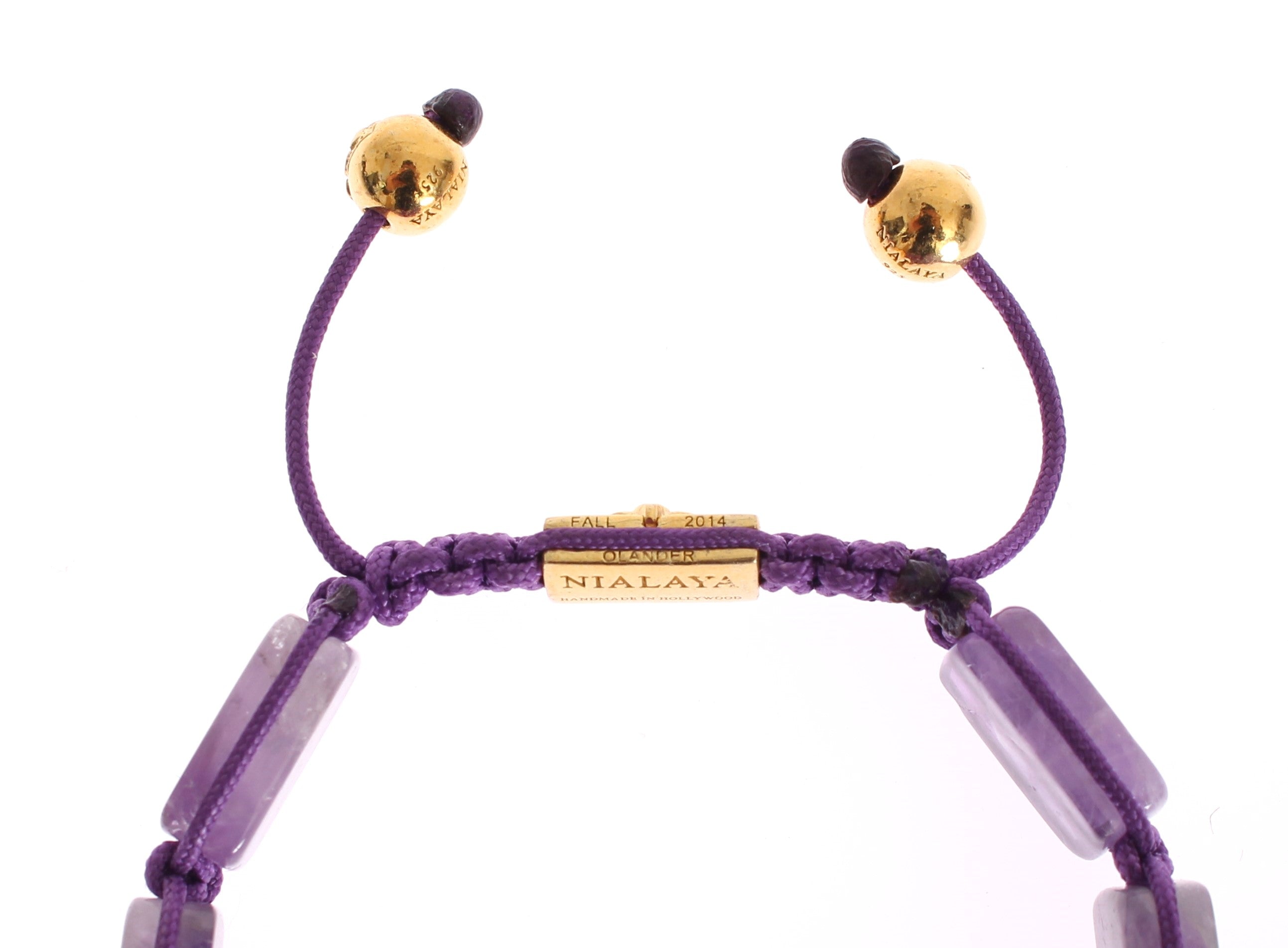 Nialaya CZ Amethyst 18K Gold 925 Women's Bracelet
