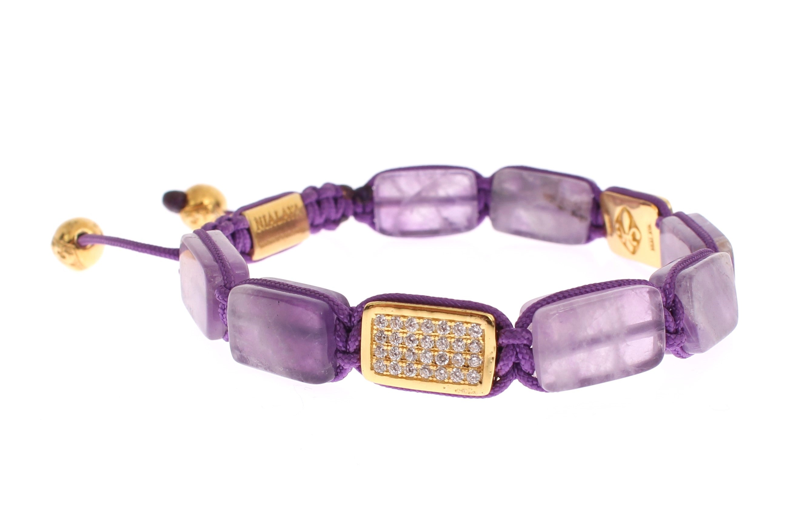 Nialaya CZ Amethyst 18K Gold 925 Women's Bracelet