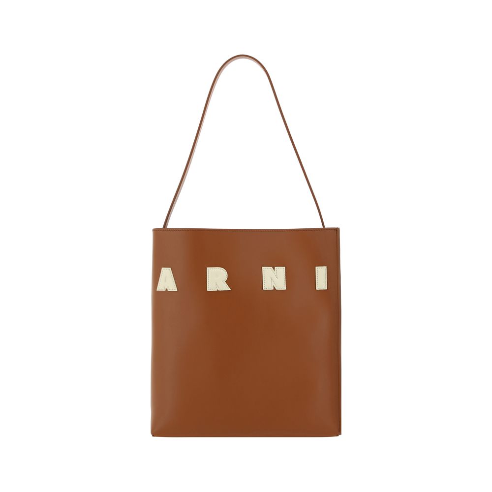 Marni Brown Calf Leather Bos Taurus Shoulder Women's Bag